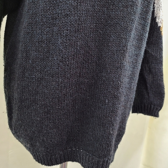 Vintage black gold Crane sweater bird collar size medium - Picture 4 of 5